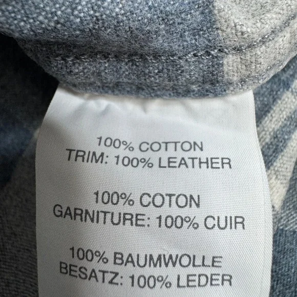 J. CREW Button Up Twill Shirt Suede Elbow Patches SM Plaid Blue Gray Equestrian - Picture 8 of 10